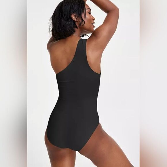 Michael Kors Embellished One-Shoulder One-Piece Swimsuit NWOT Sz 4 Black - Picture 2 of 6